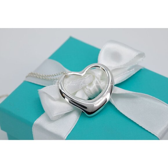 Tiffany & Co. Extra Large 35mm Open Heart Necklace Elsa Peretti Pendant on a 18" - Picture 7 of 9